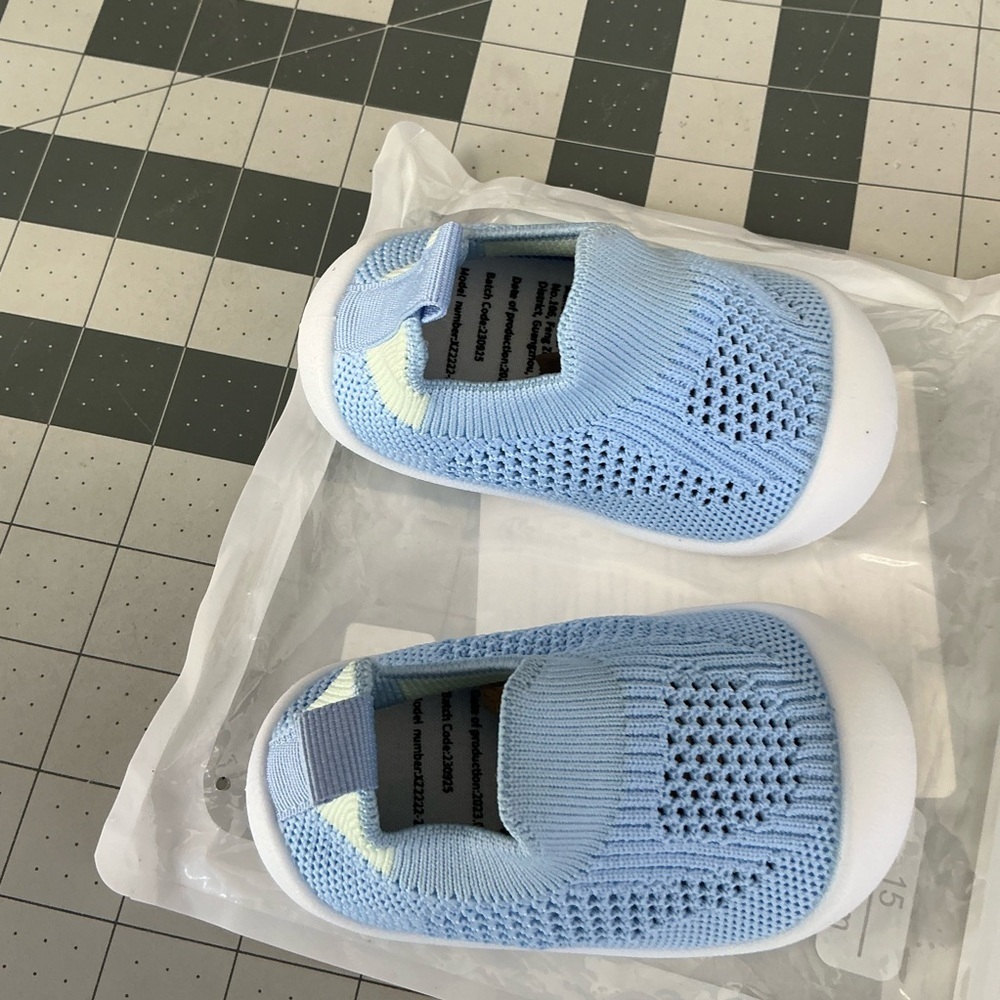 Light Blue Knit Slip-On Sneakers - Picture 5 of 6